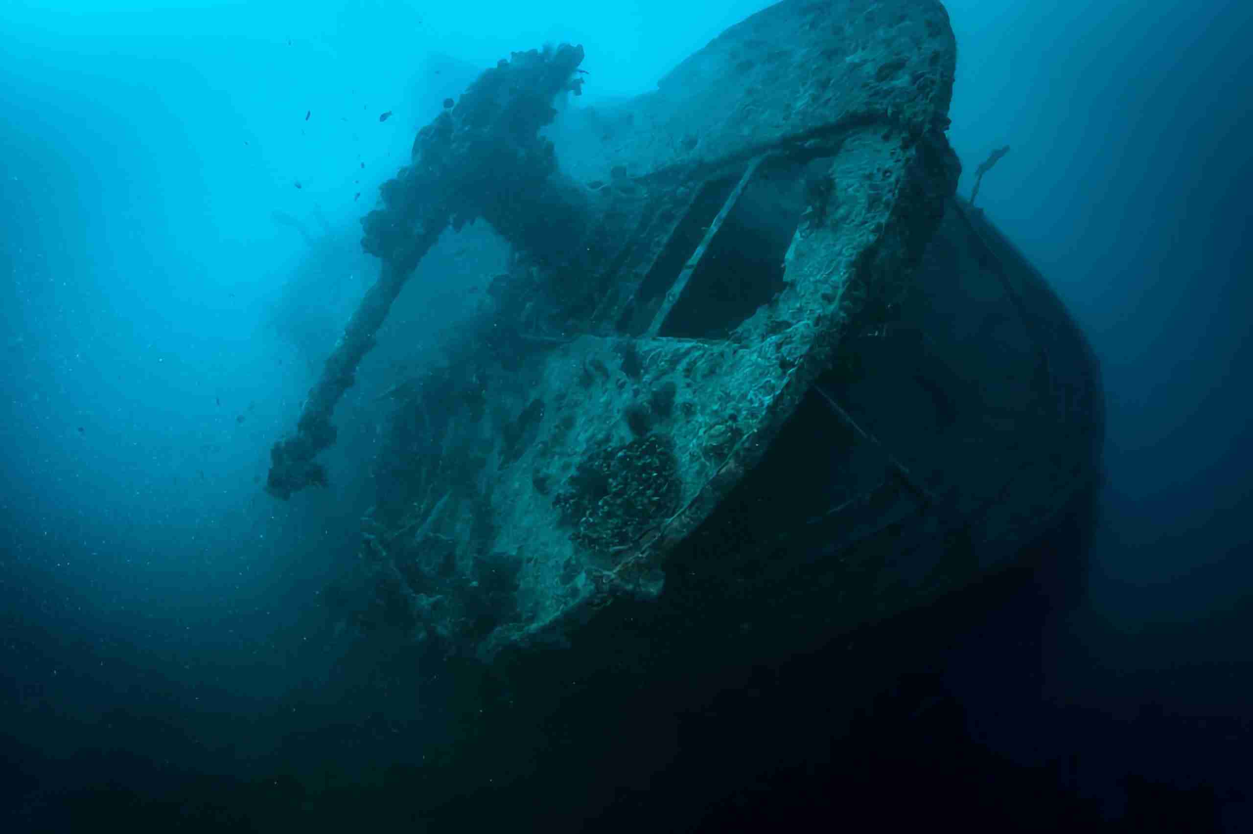 The stern of the SS Thistlegorm on the North Red Sea liveaboard
