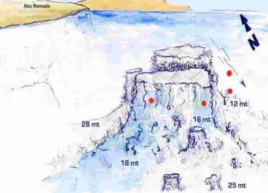 Erg Abu Ramada site map with the three peaks