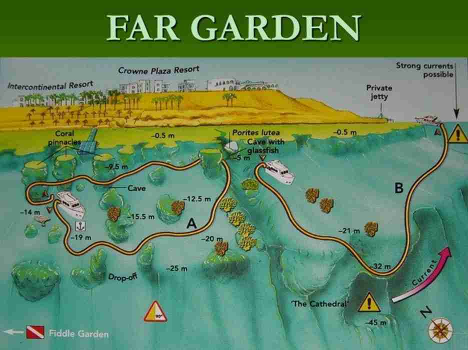 Far Garden map showing the pinnacles and the Cathedral