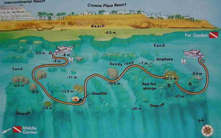 Middle Garden map showing the white sand avenues