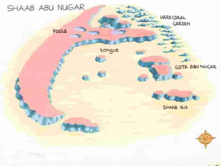 Shaab Abu Nugar site map showing Torfa, Gota and Erug