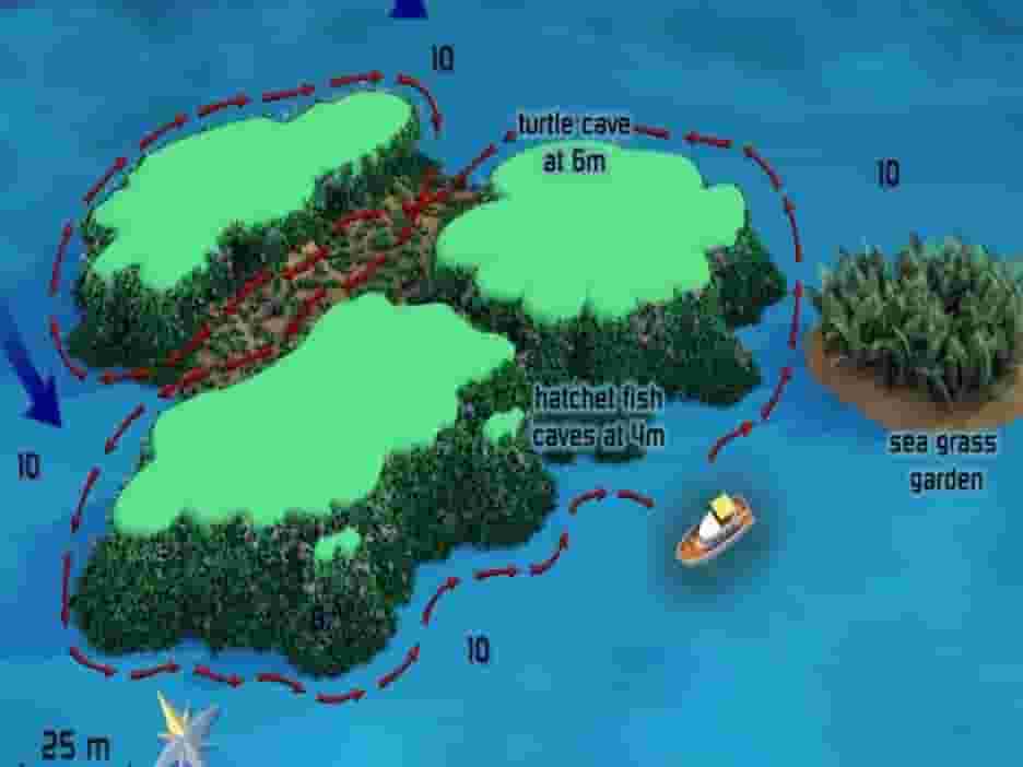 Hurghada local dive sites map: Shaab Eshta and its channel
