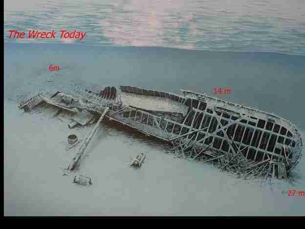 The Ulysses wreck site map at Gobal Seghir