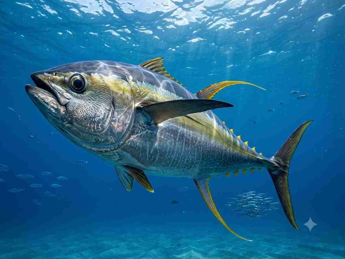 Yellowfin tuna in open water
