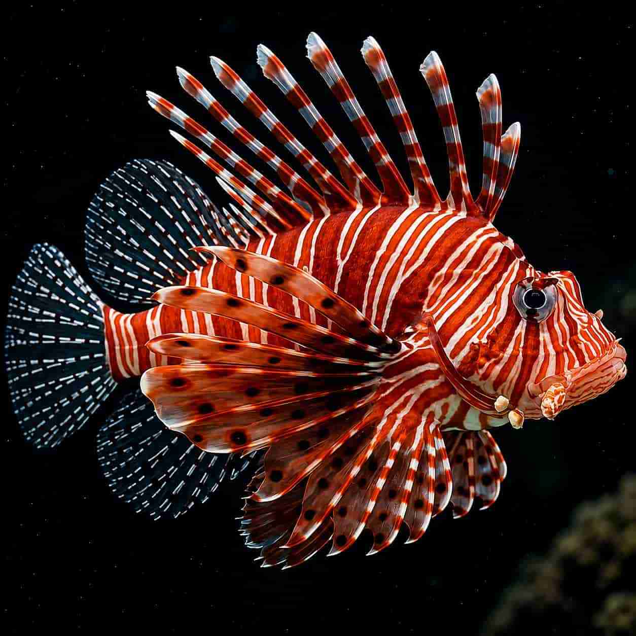 Lionfish hovering above a sunken hull