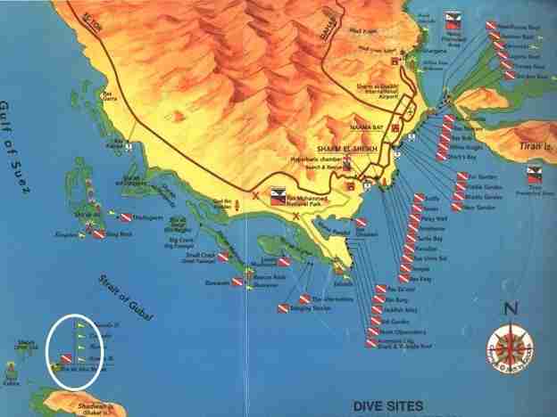 Map of Sinai showing the Gulf of Aqaba and the Strait of Tiran